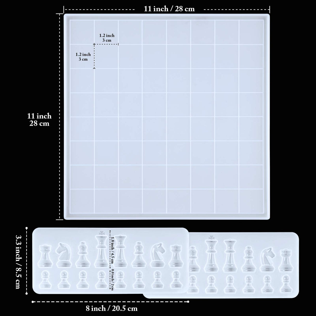 NiArt Chess Piece Silicone Molds Kit for Resin Casting 11"x11" Board & Pieces Set 3D Art DIY Crafts Making Epoxy UV Glossy Tray Agate Coaster Home Decor Office Ornament Jewelry Candle Cake Candy Soap NiArt