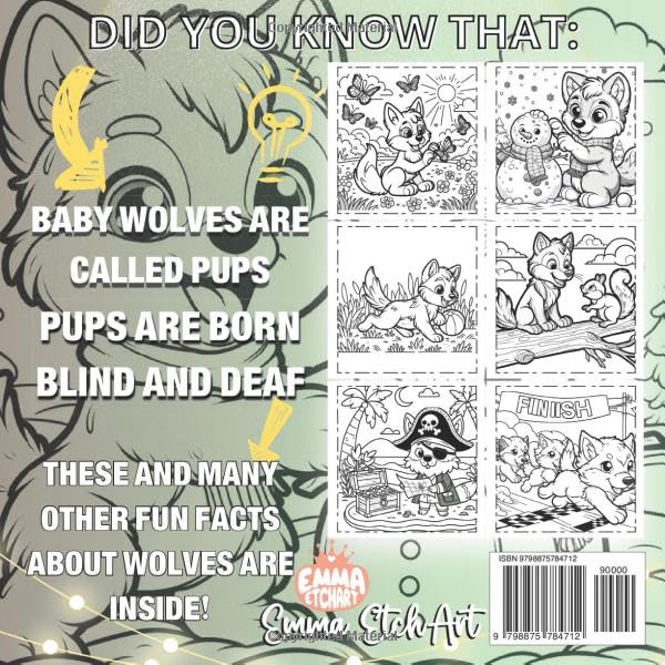 Wolves Coloring Book: Discover, Learn and Color, 50 Fascinating Facts About Wolves, Their Habitats, and Behavior, Fun and Educational Activity for Children Majosta