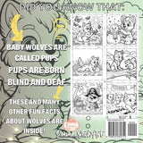Wolves Coloring Book: Discover, Learn and Color, 50 Fascinating Facts About Wolves, Their Habitats, and Behavior, Fun and Educational Activity for Children Majosta