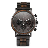 2win Mens Wooden Watches Luxury Stainless Steel Wood Watch for Men Chronograph Quartz Watches 2win