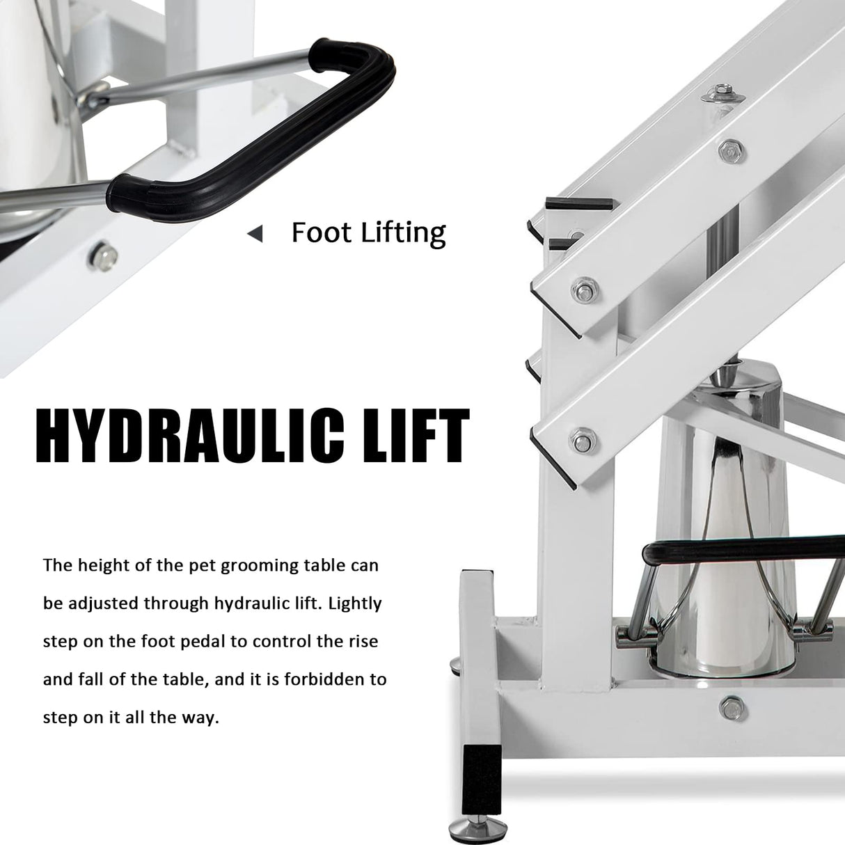 JETEAGO 42.5” Pet Dog Hydraulic Grooming Table Adjustable Height Trimming Drying Table with Arms, Noose for Small/Medium/Large Dogs, Cats, Maximum Capacity Up to 360lbs JETEAGO