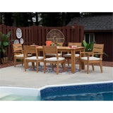 Linon Barlow Teak Outdoor Armless Set of 2 Dining Chairs and Cushions in Natural Linon