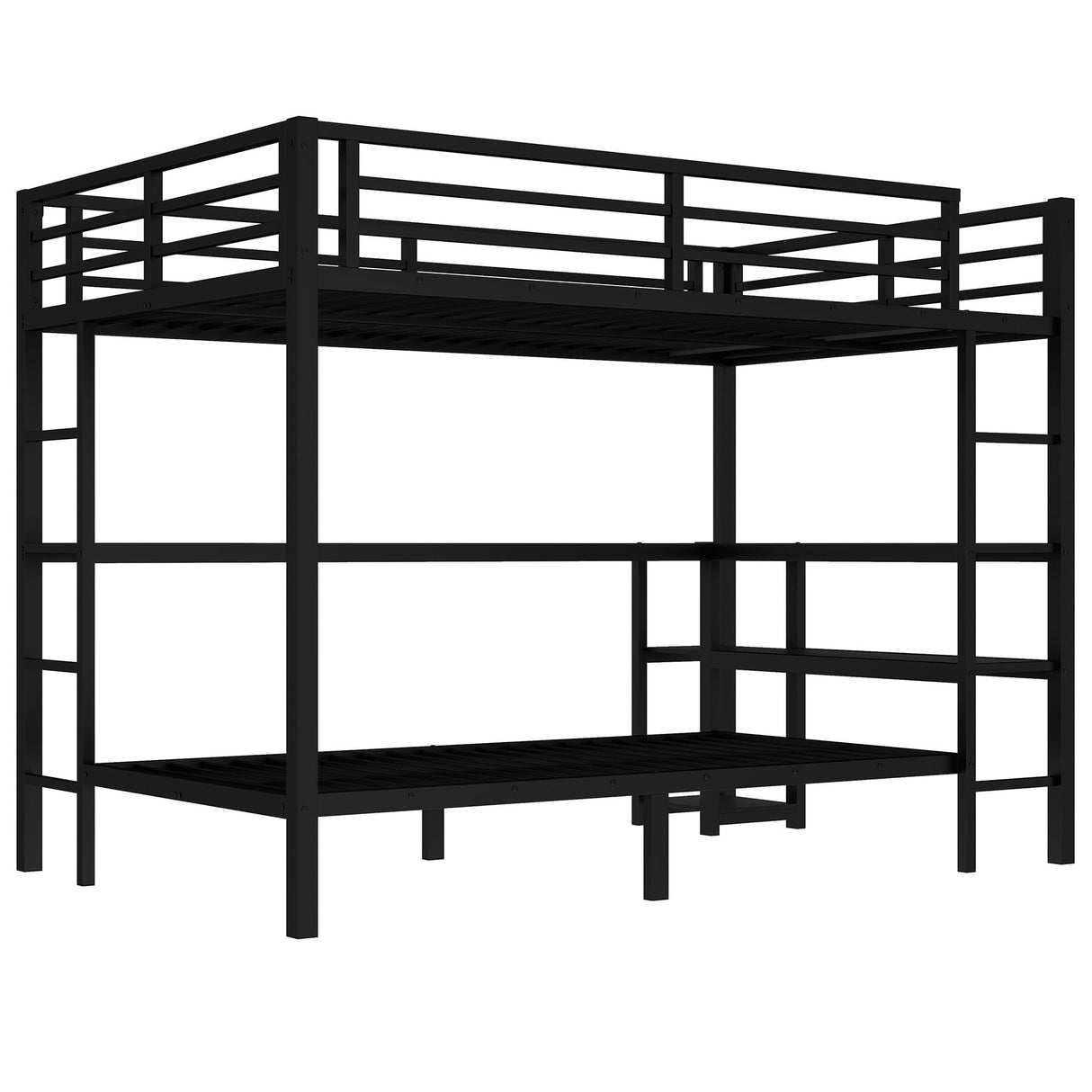 Bellemave Twin Over Full XL bunk Bed, bunk Bed with Desk, loft Bed with Desk and Shelves, Twin Over Full Metal Bunk Bed, Bunk/Loft Bed with LED and USB, Black Bellemave