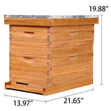 POLLIBEE Bee Hive Starter Kit, 8 Frame Bee Hives, Hive Include1 Deep Bee Box 1 Medium Beehive Box with Bee Frames and Wax Foundation,Unassembled Beehive Starter Kit for Beekeeper POLLIBEE