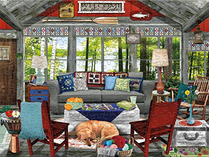 Ceaco - Tracy Flickinger - Lake Cabin - Oversized 300 Piece Jigsaw Puzzle, 24 x 18