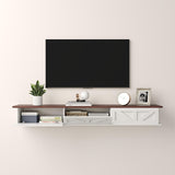 HedoAjim Floating TV Stand for 55 65 70 inch TV, Entertainment Center Media TV Console Shelf and Storage Drawers for Wall for Living Room Bedroom (White) HedoAjim