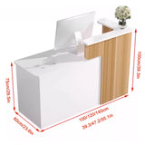 JUCCJUXIN Front Desk Reception Room Table, Checkout Counter with Drawers,Modern L-Shaped Workstation, Secure Storage,Reception Desk with Drawers(Wood,L-55.1x23.6x29.5in) JUCCJUXIN