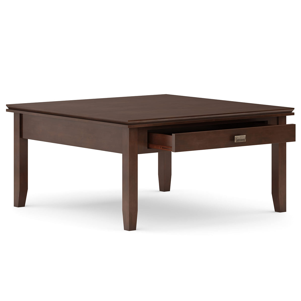 SIMPLIHOME Artisan Square Coffee Table - 36 inch Wide Solid Wood Transitional Cocktail Table in Russet Brown, Classic Living Room Table with Slatted Open Shelf and Contemporary Framed Top Design SIMPLIHOME