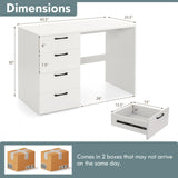 IFANNY White Computer Desk, 43.5’’ Writing Desk with 4 Large Drawers, Modern Executive Desk, Wood Vanity Table with Storage, Student Desk for IFANNY
