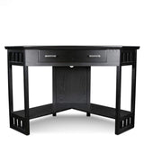 Leick Home 83430 Corner Computer/Writing Desk with Center Keyboard Drawer and Shelf, Black Oak Leick Home