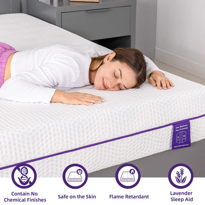 Tripie 6 Inch Full Mattress, Gel Soft & Firm Dual Sides Flippable Lavender Sleep Aid Mattress for Memory Foam Mattress, Hypoallergenic Bamboo Charcoal, Full Size Bed in a Box, CertiPUR-US