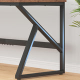 IBF 70 Inch Rustic Brown Desk, Industrial Large Metal Wood Double Computer Desk, Long Home Office Desks Table for 2 People Executive Work Writing Study Gaming, Farmhouse Big Two Person Desk in Bedroom IBF