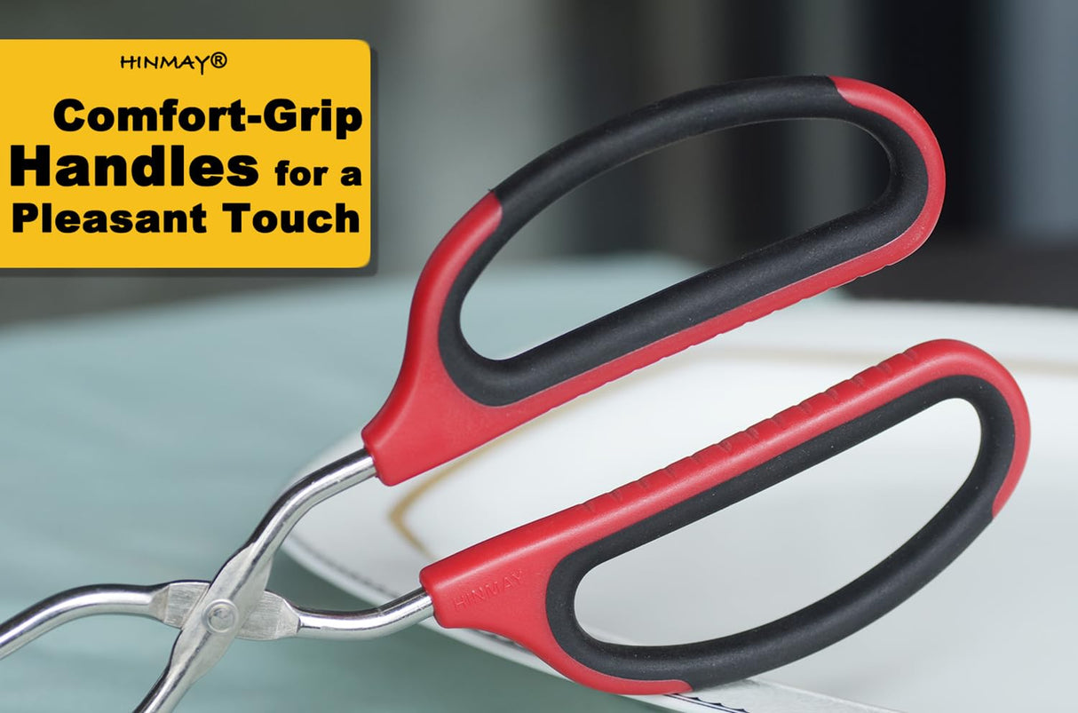 HINMAY Stainless Steel Scissor Tongs 11-Inch and 13-Inch Set, Set of 2 HINMAY