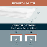 MANTELSDIRECT 60 Inch Floating Fireplace Mantel Wood Shelf in White - Colton from Mantels Direct | Wooden Rustic Wall Shelf Perfect for Décor and Electric Fireplaces MANTELSDIRECT