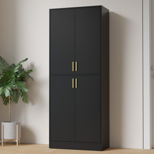 Cozy Castle 71" Tall Kitchen Pantry Storage Cabinet, Freestanding Cupboard Cabinet with Doors and Adjustable Shelves for Kitchen, Dining Room, Black