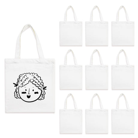 OKBA 10 PCS Sublimation Tote Bag,Sublimation Canvas Bags Bulk, Scrawl Shopping Bag， Blank Canvas Tote Bags for DIY Craft and Decorative Craft 10.2 * 12.6 inches(26 * 32cm). (White) OKBA
