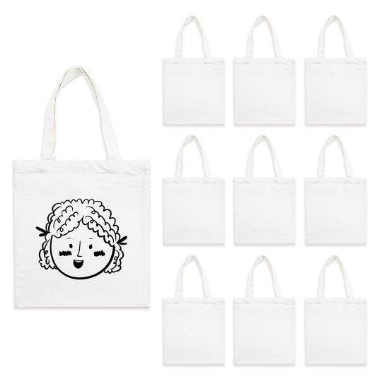 OKBA 10 PCS Sublimation Tote Bag,Sublimation Canvas Bags Bulk, Scrawl Shopping Bag， Blank Canvas Tote Bags for DIY Craft and Decorative Craft 10.2 * 12.6 inches(26 * 32cm). (White)