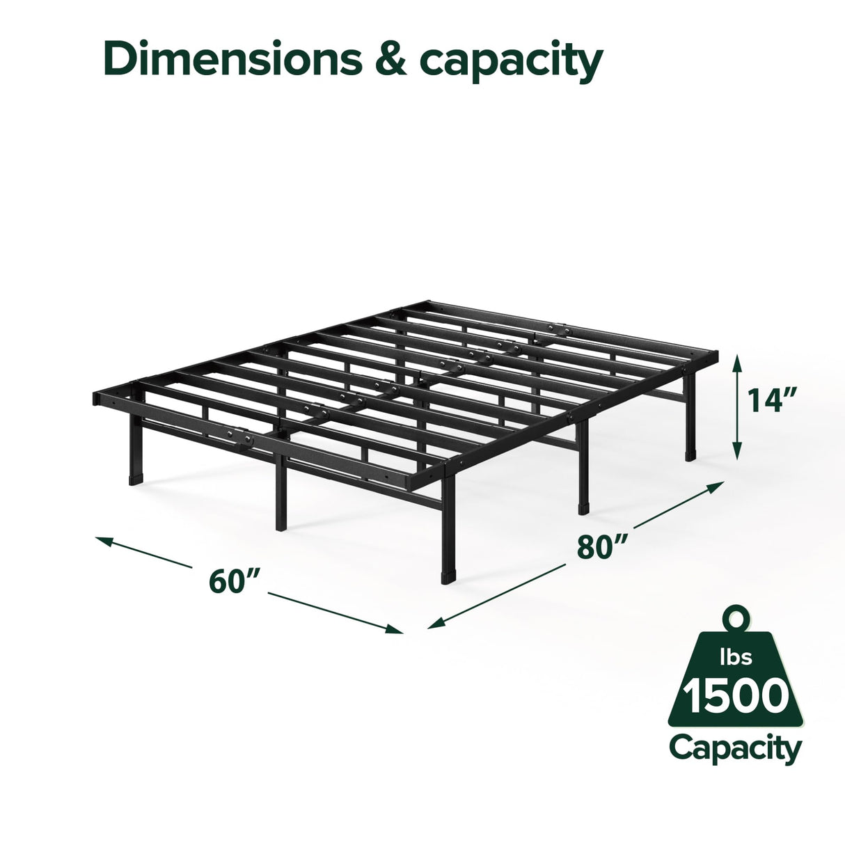 ZINUS Justin 14 Inch Easy to Assemble Mattress Foundation, Steel Support, No Box Spring Needed, Queen ZINUS
