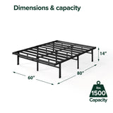 ZINUS Justin 14 Inch Easy to Assemble Mattress Foundation, Steel Support, No Box Spring Needed, Queen ZINUS