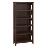 Bush Furniture Key West Tall Open Bookcase in Bing Cherry – Elegant Display Cabinet for Home or Office Bush Business Furniture