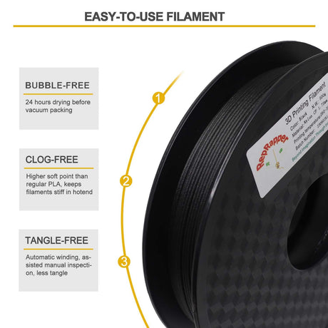RepRapper PA12-CF 3D Printing Filament, Nylon Filament 1.75mm, 500g Nylon Carbon Fiber Filament, Black No Warping & Moisture Free 3D Printer Filament for 3D Printer RepRapper