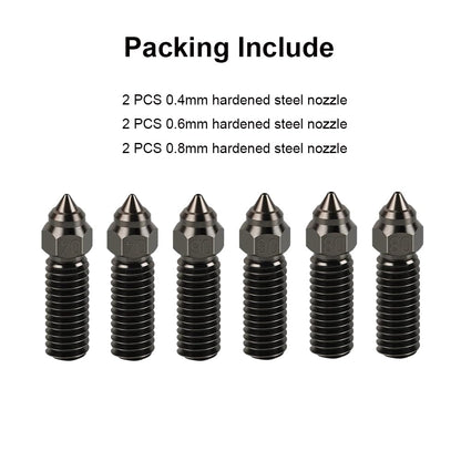 HysiPrui 3D Printer K1 Max Upgrade Extruder Hotend Nozzle Kit - Included 2pcs 0.4mm + 2pcs 0.6mm + 2pcs 0.8mm Hardened Steel Nozzles, High Temperature and Wear Resistant for K1/K1 Max/Ender 3 - WoodArtSupply