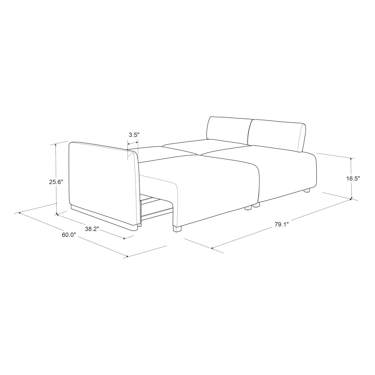 Serta Vail 86" Convertible Sleeper Sofa, Queen Size, Wall-Hugging Dreamglide Mechanism, Dreamcoil Comfort, Boucle Fabric, Ivory Serta