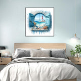 FHBUBPUP Beach Diamond Painting Kits for Adults, Lighthouse Diamond Art Kits for Beginners, 5D DIY Full Drill Round Diamond Point Gem Art, Craft Gift Suitable for Home Wall Decoration 12×12Inch FHBUBPUP