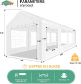COBIZI 10x30FT Party Tent Heavy Duty White Event Shelter Outdoor Wedding Gazebo Canopy for Parties Carport BBQ Commercial with Removable Sidewall Windows, Powder Coating (Better Than Galvanized) COBIZI