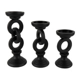 Deco 79 Wooden Decorative Candle Holder Chain Link Candle Stand, Set of 3 Candlestick Holder 13", 11", 9" H, Black Deco 79
