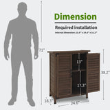 MCombo Outdoor Wood Storage Cabinet, Small Size Garden Wooden Tool Shed with Double Doors, Outside Tools Cabinet for Backyard (24.6”x 18.3”x38.2”) 0985 (Brown) MCombo