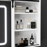 FUNISIR Mirror Medicine Cabinet Wall Mounted, 35.4" x 27.6" Bathroom Lighted Mirror Medicine Cabinet with Farmhouse Sliding Barn Door, Makeup Vanity Mirror with Defogger, Dimmer, Storage FUNISIR