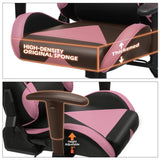 MoNiBloom Computer Chair Gaming High Back Office Gaming Chair with Headrest and Lumbar Support, PU Leather Ergonomic Racing Chair with Adjustable Height and Reclining Function for Teen Adult, Pink MoNiBloom