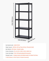 VEVOR Storage Shelves, 2000 lbs, 5 Tier Garage Storage Shelving, 16" D x 32" W x 63" H Adjustable Metal Shelves for Garage Shelves Utility Rack Shelf, Ideal for Kitchen, Warehouse, Basement, Black VEVOR