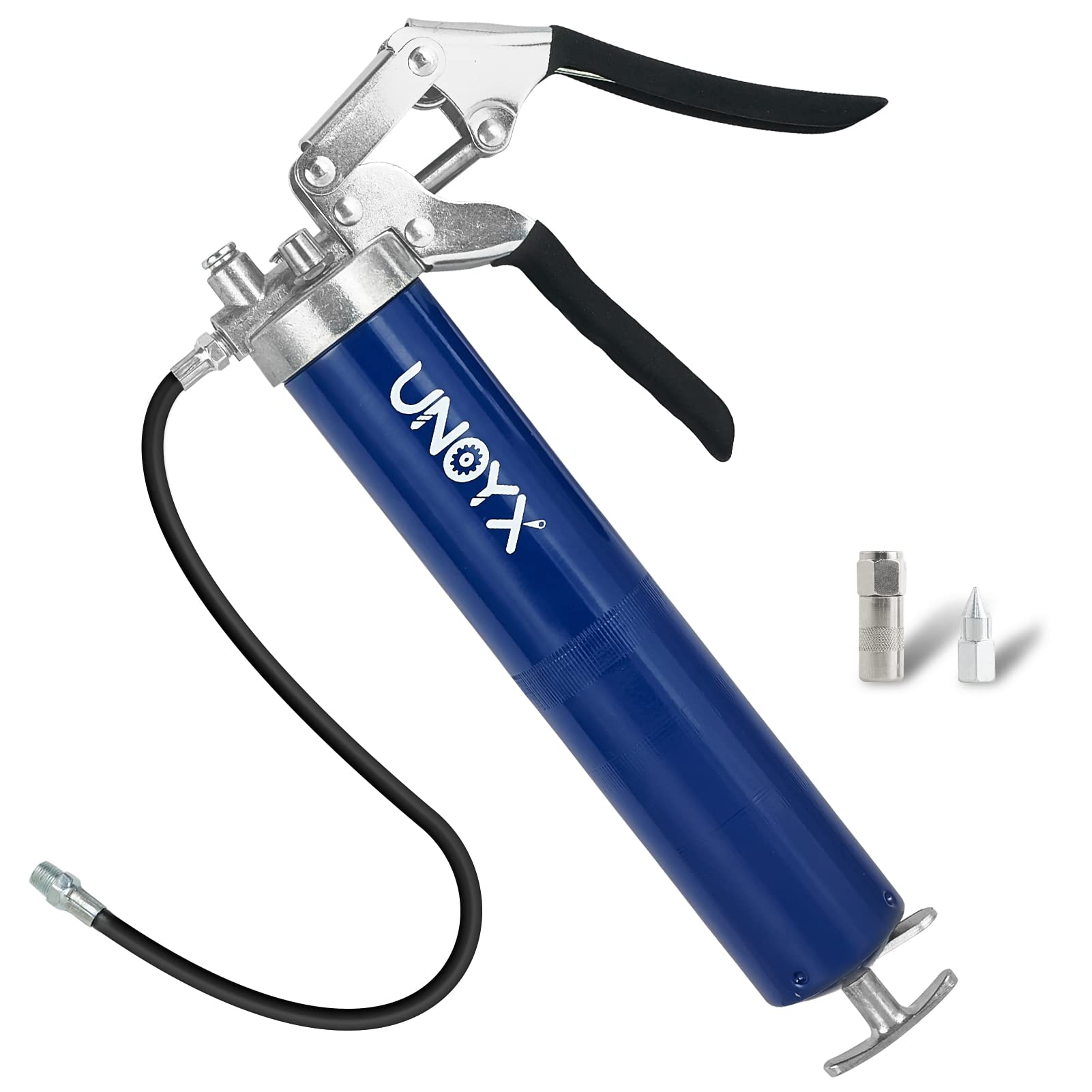 UNOYX 14oz Grease Gun, 6000PSI Heavy Duty Pistol Grip Grease Gun, Car Grease Gun Kit, Standard Coupler and Needle Nose Adapter, for Car Trucks Tractors Marine Bearings - WoodArtSupply