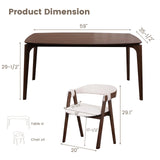 CONSDAN Dining Table Set for 4-6, Includes 1 Table & 4 Chairs, Walnut Veneer Top, Solid Wood Frame, Natural Wood Grain, Easy Assembly, Modern Design CONSDAN