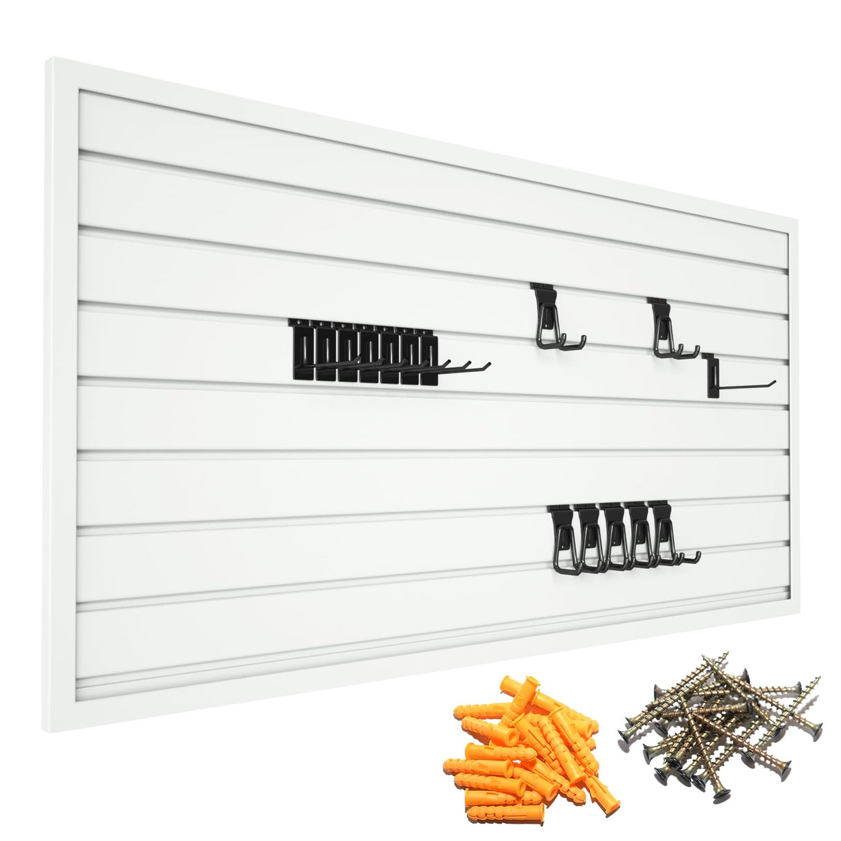 Yuzzy Slat Wall Paneling 2 x 4ft, Garage Slatwall Panel Wall Storage Systems, Heavy Duty PVC Garage Wall Organization (White) Yuzzy