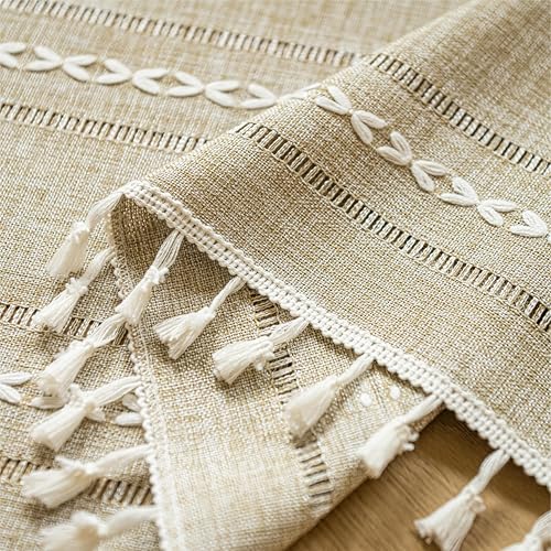 Sutuo Home Boho Door Curtains for Doorway, Bohemian Semi Blackout Curtains Privacy Embroidery Drape Decor for Temporary Room Dividers Bedroom Living Room, Rod Pocket 1 Panel 37" W x 80" L, Natural Sutuo Home