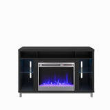 Ameriwood Home Lumina Fireplace TV Stand for TVs up to 48 Inch, Replaceable Electric Fireplace Insert Heater, Remote Control, Timer, Color Changing LED Lights, Crystal Ember Flames, Black Oak Ameriwood Home