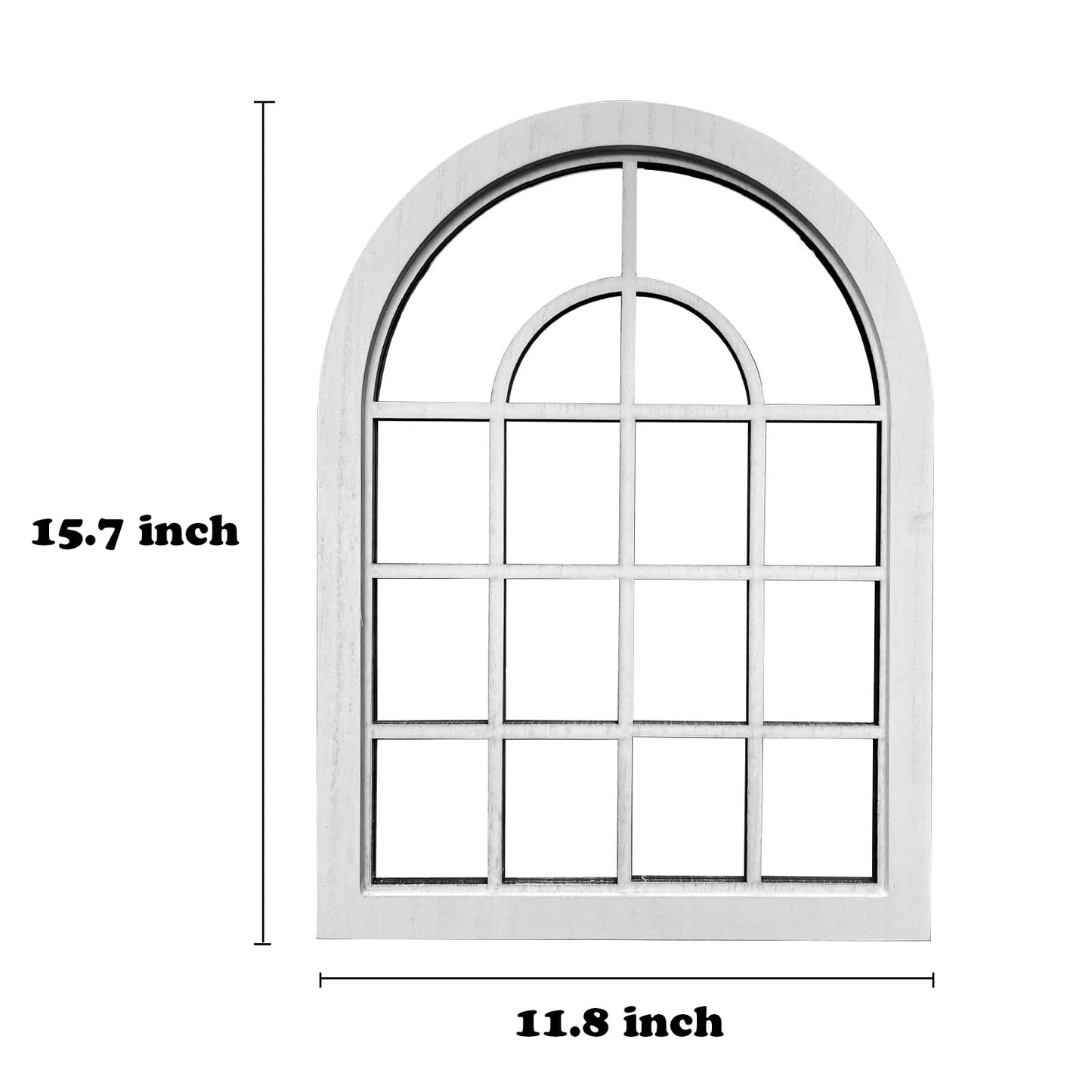 ZEXUIRU 2PCS Arched Window Wall Mirror,Rustic Farmhouse Accent Mirror, Wood Framed Entry Mirror for Living Room,Bathroom,Bedroom,Kitchen,15.7x11.8 Inches