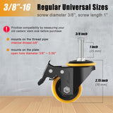JULANG 2 inch Locking Caster Wheels，3/8'' Stem Castors (3/8" -16 x 1)，Threaded Stem Casters，Swivel Casters Set of 4 Heavy Duty for Furniture,Carts,Clothes Racks,Cafeteria Mobile Shelves. Julang