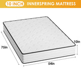 PayLessHere 10 Inch Innerspring Full Mattress Medium Firm Hybrid Mattress with Removable Cover CertiPUR-US Certified Bed-in-a-Box Pressure Relief Foam Mattress,White PayLessHere
