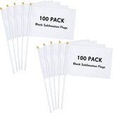 Remerry 100 Pieces Sublimation Flags Blank Small White Flags Mini DIY Flags on Stick Small Blank Flag Party Decorations for Parades Birthday Party Wedding Events Celebration Remerry
