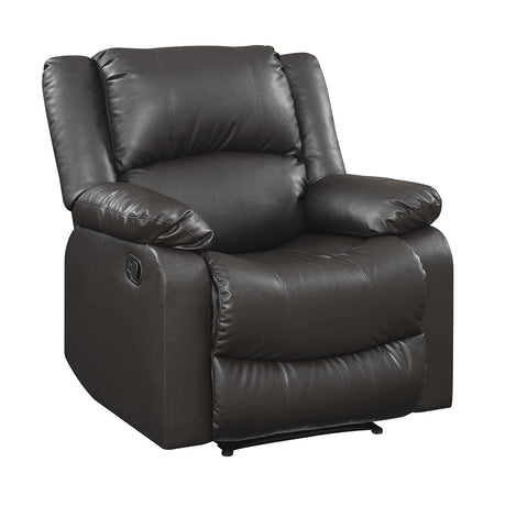 Relax-A-Lounger Warren 35.5" Manual Pull-Handle Recliner, Traditional Overstuffed, Pocket Coil Comfort, Black Metal Base Legs, Soft Vegan Leather Fabric, Java Relax-A-Lounger