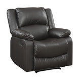 Relax-A-Lounger Warren 35.5" Manual Pull-Handle Recliner, Traditional Overstuffed, Pocket Coil Comfort, Black Metal Base Legs, Soft Vegan Leather Fabric, Java Relax-A-Lounger