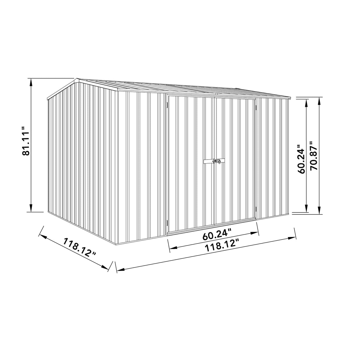 Absco Premier Storage Sheds, 10'x10' Metal Garage, DIY Backyard Shed, Utility Tool Storage, Weather & Wind Resistant Aluminum Panels & Steel Frame, Maintenance-Free, 12 Year Warranty, Surfmist White ABSCO