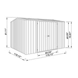 Absco Premier Storage Sheds, 10'x10' Metal Garage, DIY Backyard Shed, Utility Tool Storage, Weather & Wind Resistant Aluminum Panels & Steel Frame, Maintenance-Free, 12 Year Warranty, Surfmist White ABSCO