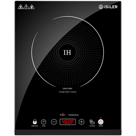 Portable Induction Cooktop, iSiLER 1800W Sensor Touch Electric Induction Cooker Hot Plate with Kids Safety Lock, 6.7" Heating Coil, 18 Power 17 Temperature Setting Countertop Burner with Timer ISILER