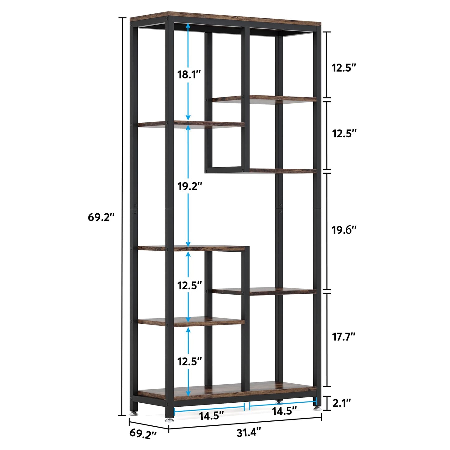 Tribesigns Industrial 6-Tier Bookshelf Set of 2 – Stylish Open Storage Bookcases for Living Room and Home Office - WoodArtSupply