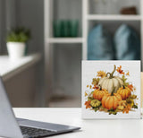 Pumpkin Decor Farmhouse Fall Decorations Harvest Wooden Block Sign Home Indoor Decor 5 x 5 Inches PIXCEOS